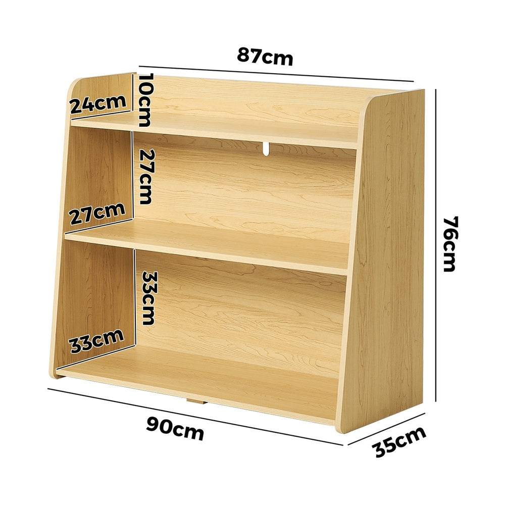 Oikiture Kids Storage Bookshelf Organiser 3 Tier Open Shelves White