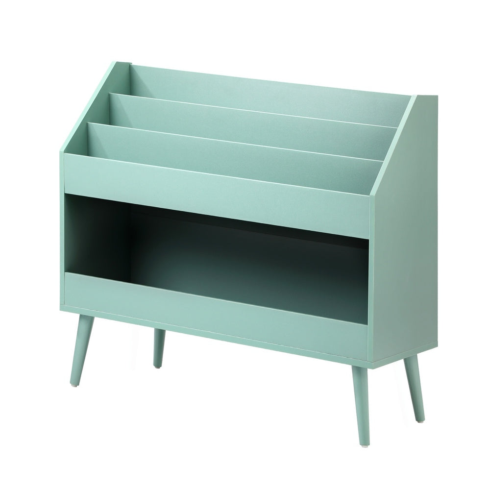 Kids Bookshelf Toy Storage – 3‑Tier Organiser with Large Compartment Green