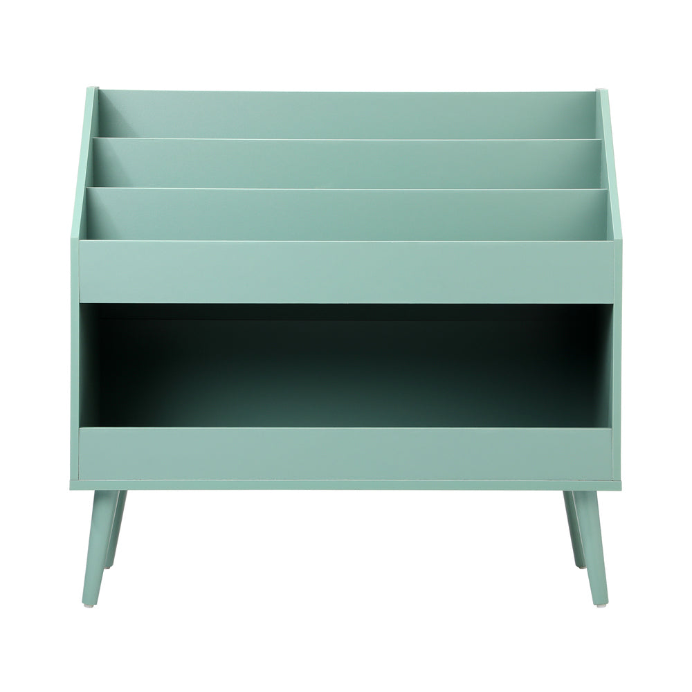 Kids Bookshelf Toy Storage – 3‑Tier Organiser with Large Compartment Green