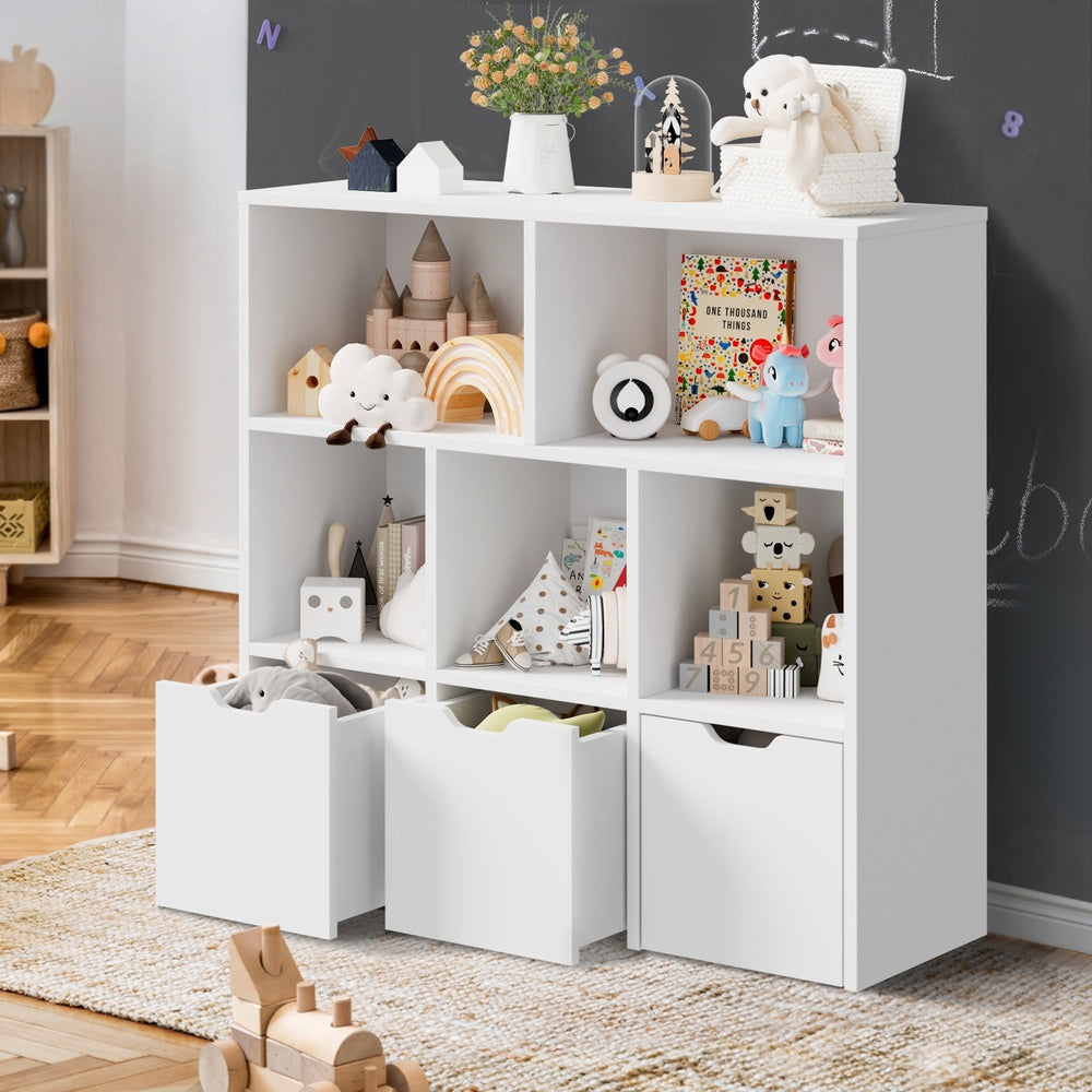 Oikiture Kids Storage Organiser Cabinet With Removable Box White