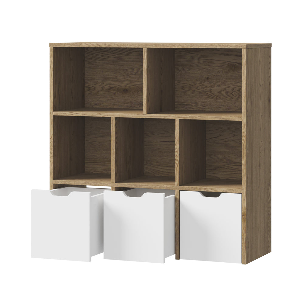 Oikiture Kids Storage Organiser Cabinet With Removable Box Natural