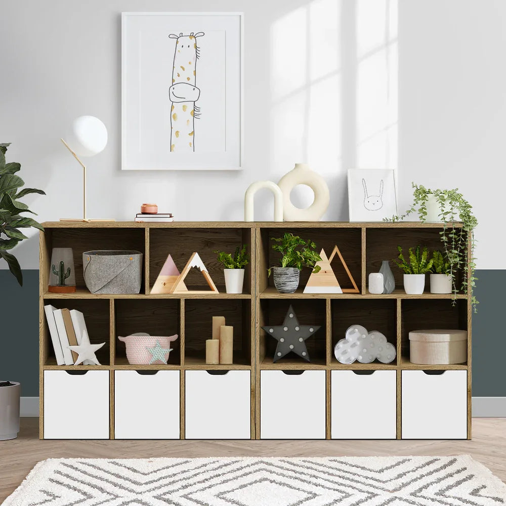 Kids Storage Organiser Cabinet With Removable Box Natural