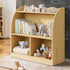 Oikiture Kids Storage Bookshelf Open Shelves Scalloped Edge Natural