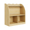 Oikiture Kids Storage Bookshelf Open Shelves Scalloped Edge Natural
