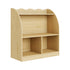 Oikiture Kids Storage Bookshelf Open Shelves Scalloped Edge Natural