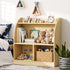 Oikiture Kids Storage Bookshelf Open Shelves Scalloped Edge Natural