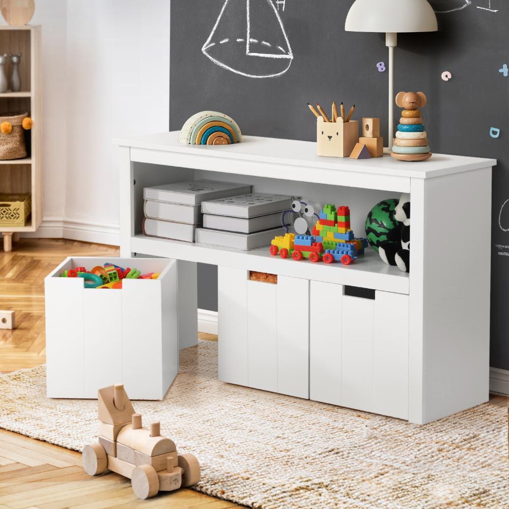 Wooden Kids Storage Cabinet With Portable Box