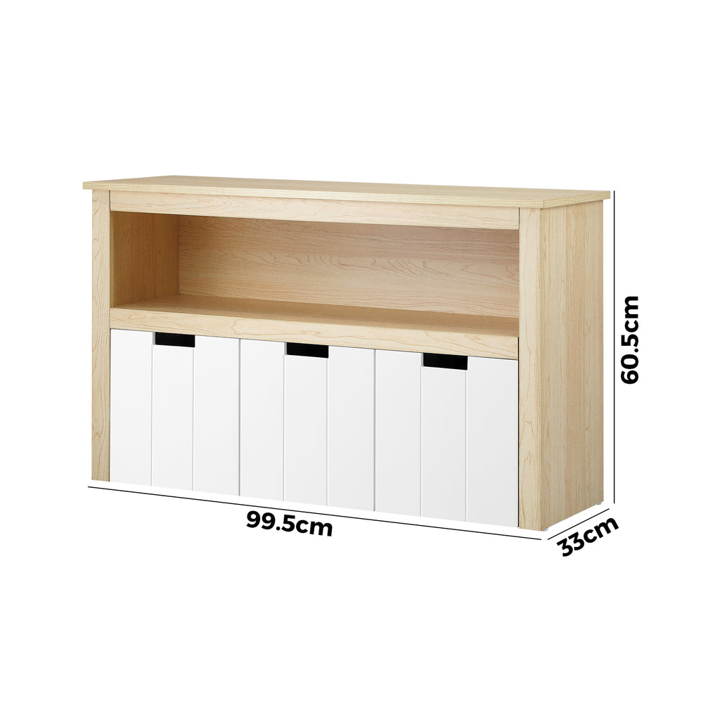 Wooden Kids Toy Storage Cabinet Displayshelf 3 Portable Box