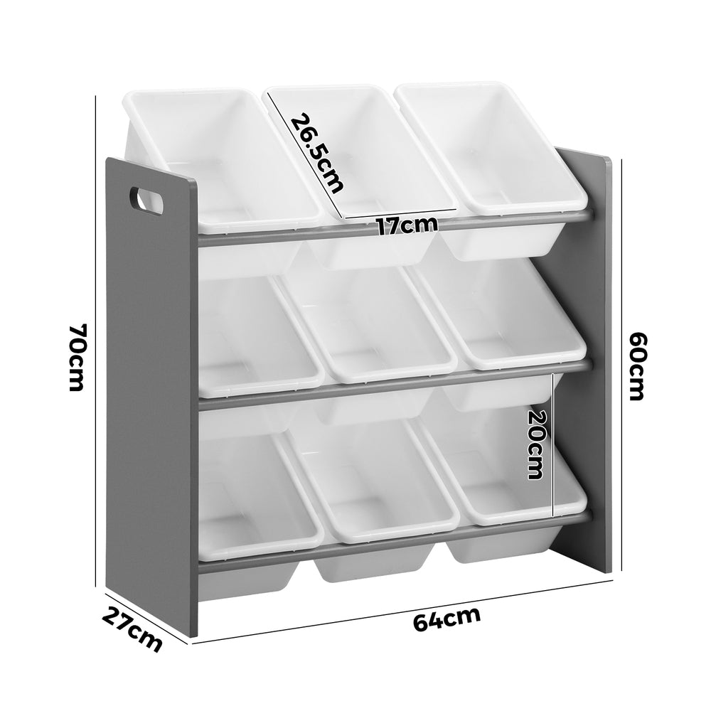 Oikiture Kids Storage 9 Bins Display Shelf Storage Rack