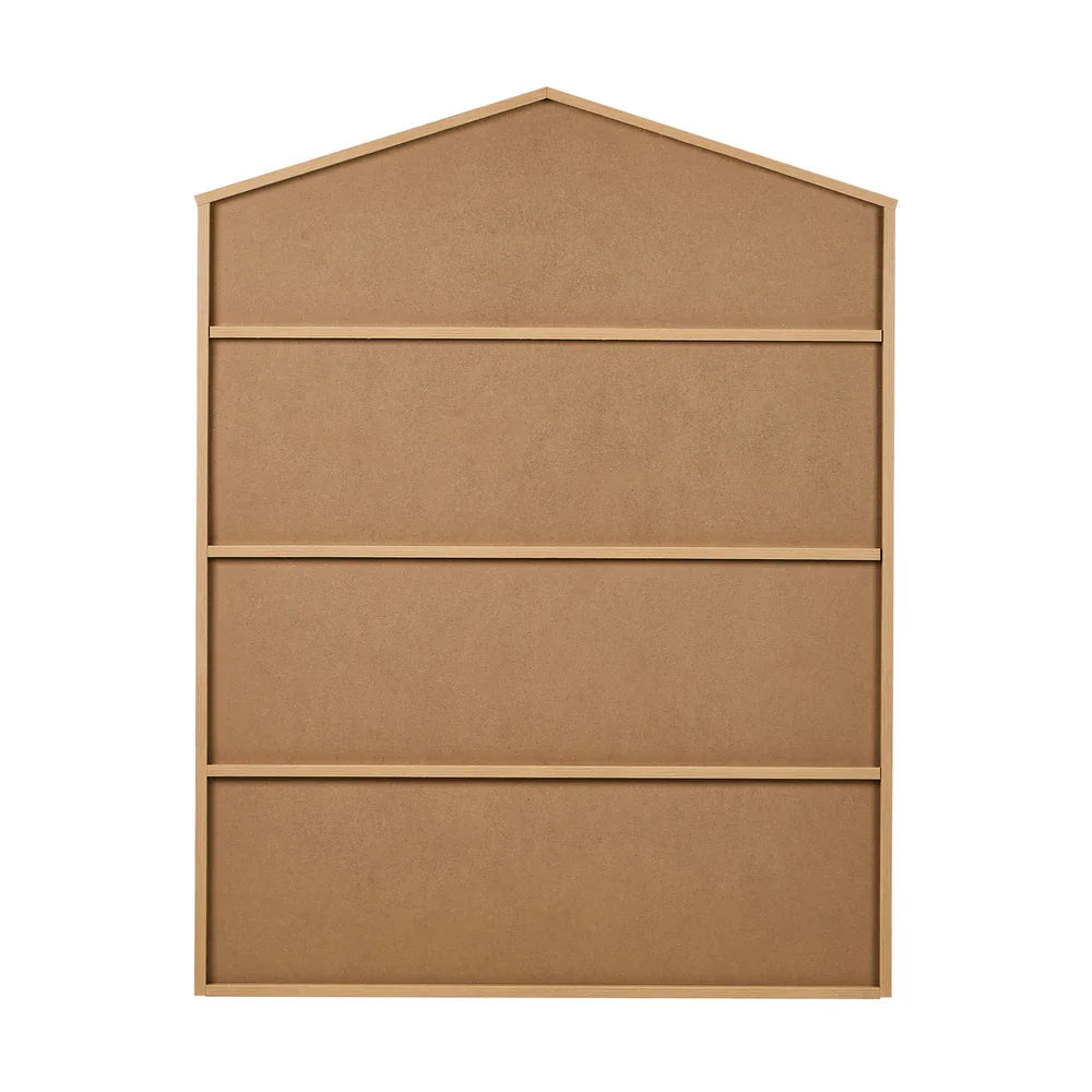 Kids Storage Bookshelf – House Design, 4‑Tier Shelves, Natural