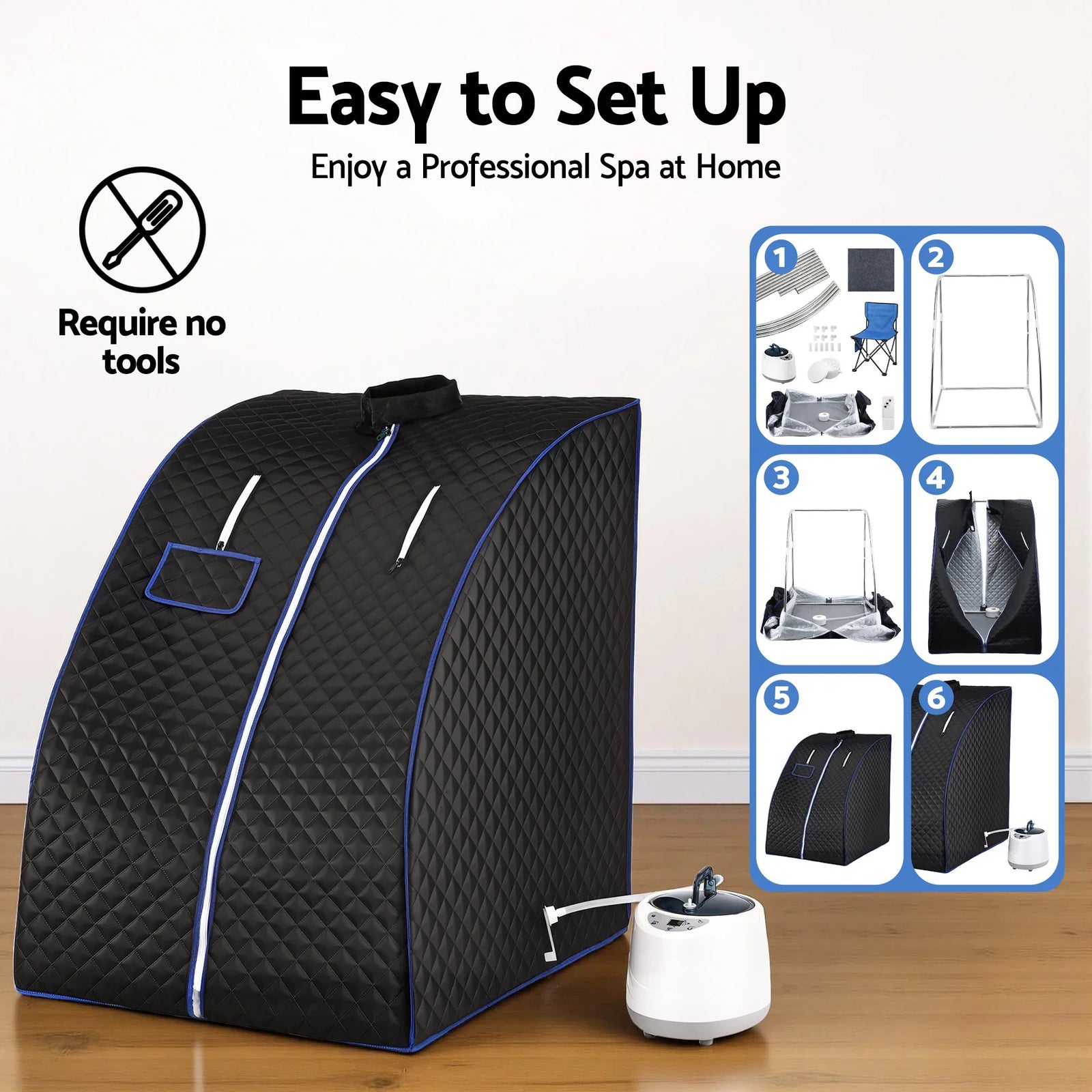 Portable Steam Sauna Tent 1000W 2L Steamer Pot Personal Home SPA Timer