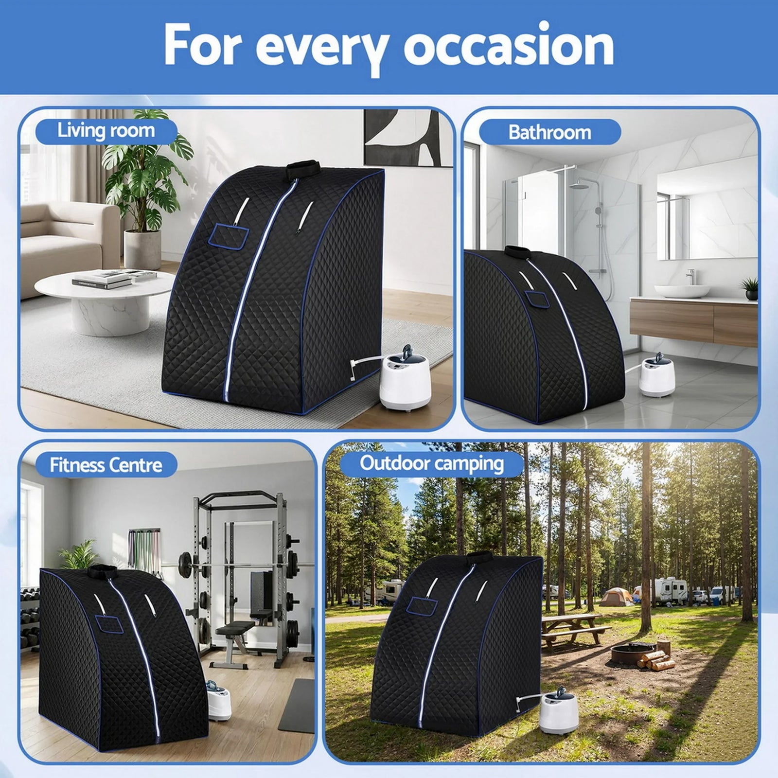 Portable Steam Sauna Tent 1000W 2L Steamer Pot Personal Home SPA Timer