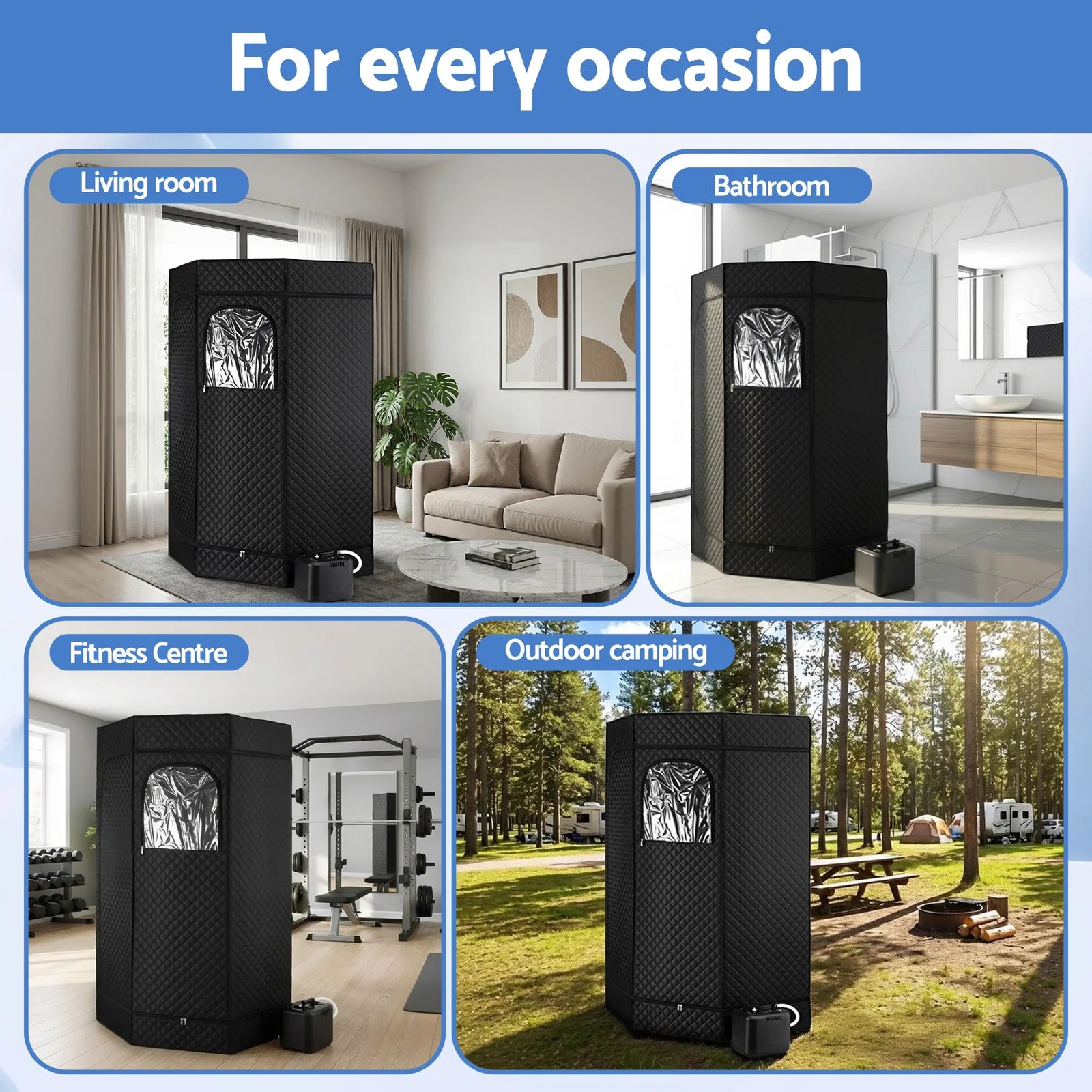 Portable Steam Sauna Tent 1000W 3L Steamer Pot Full Body Home SPA Timer