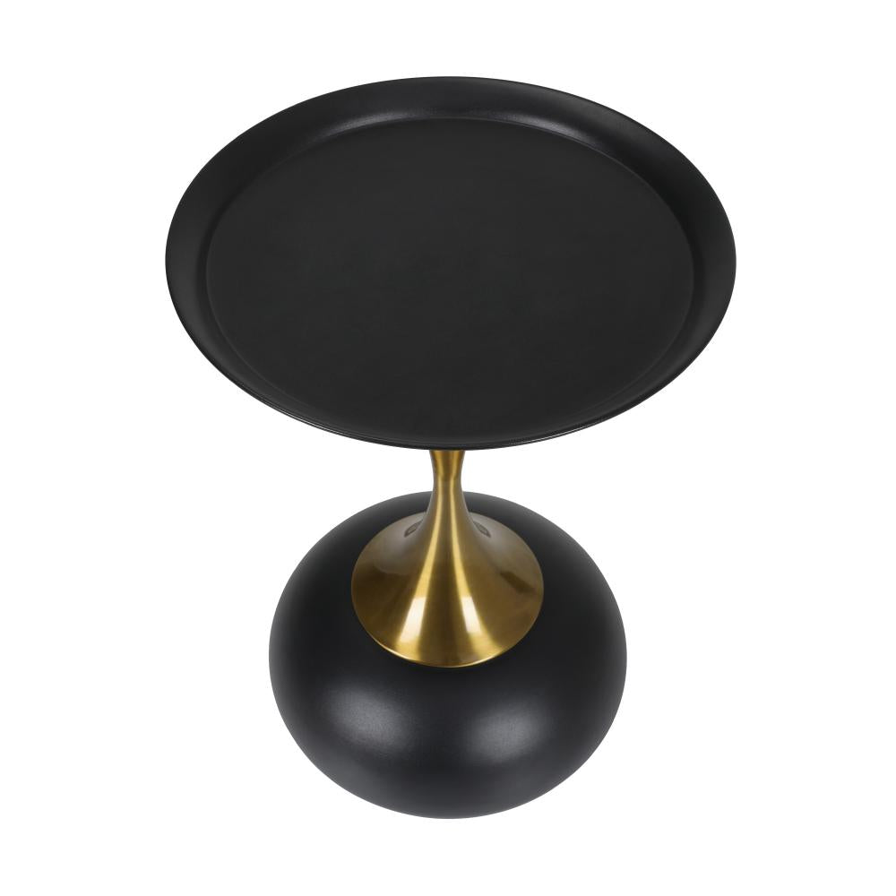 Coffee Side Table Round Metal Black