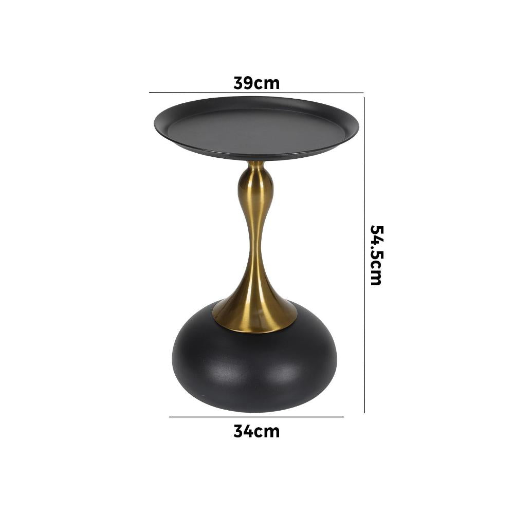 Coffee Side Table Round Metal Black