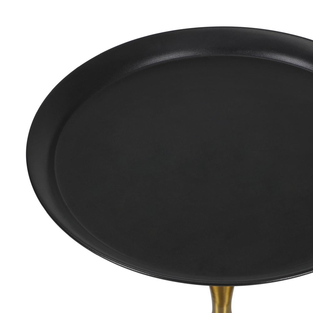 Coffee Side Table Round Metal Black