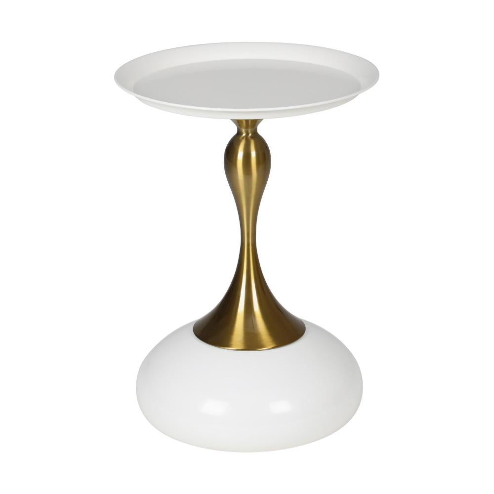 Coffee Side Table Round Metal White