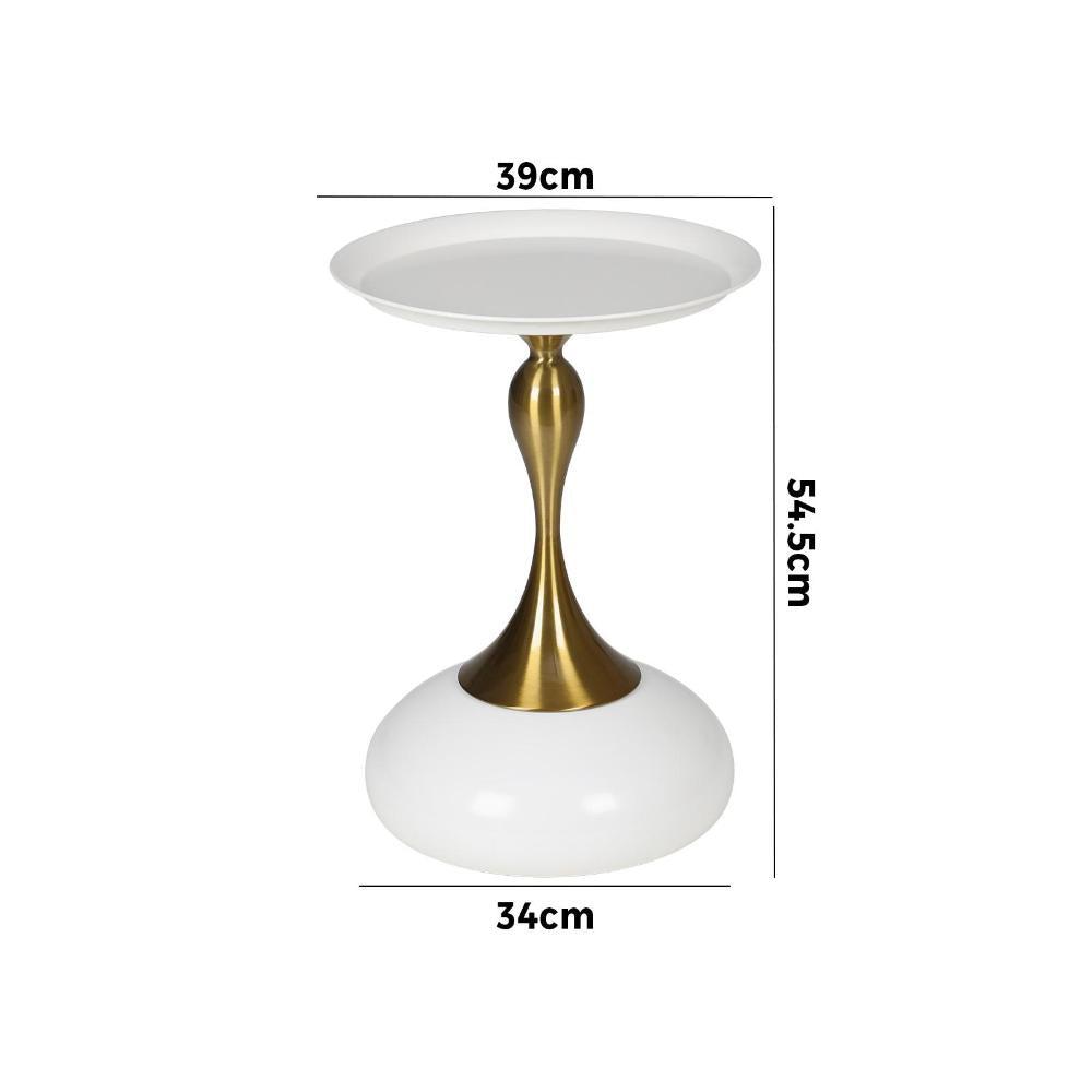 Coffee Side Table Round Metal White