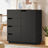 Oikiture Buffet Storage Cabinet – Black, 4 Drawers, 2‑Tier Cupboard, 79cm