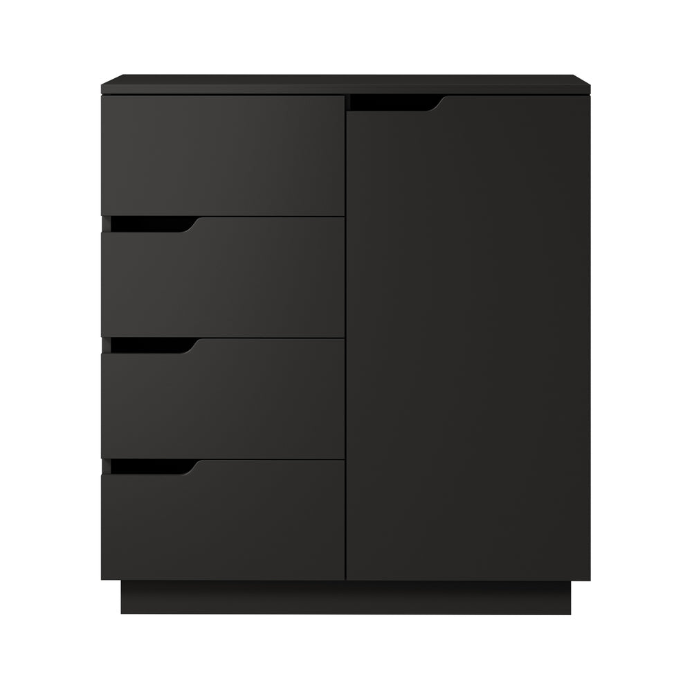 Oikiture Buffet Storage Cabinet – Black, 4 Drawers, 2‑Tier Cupboard, 79cm