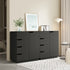 Oikiture Buffet Storage Cabinet – Black, 4 Drawers, 2‑Tier Cupboard, 79cm
