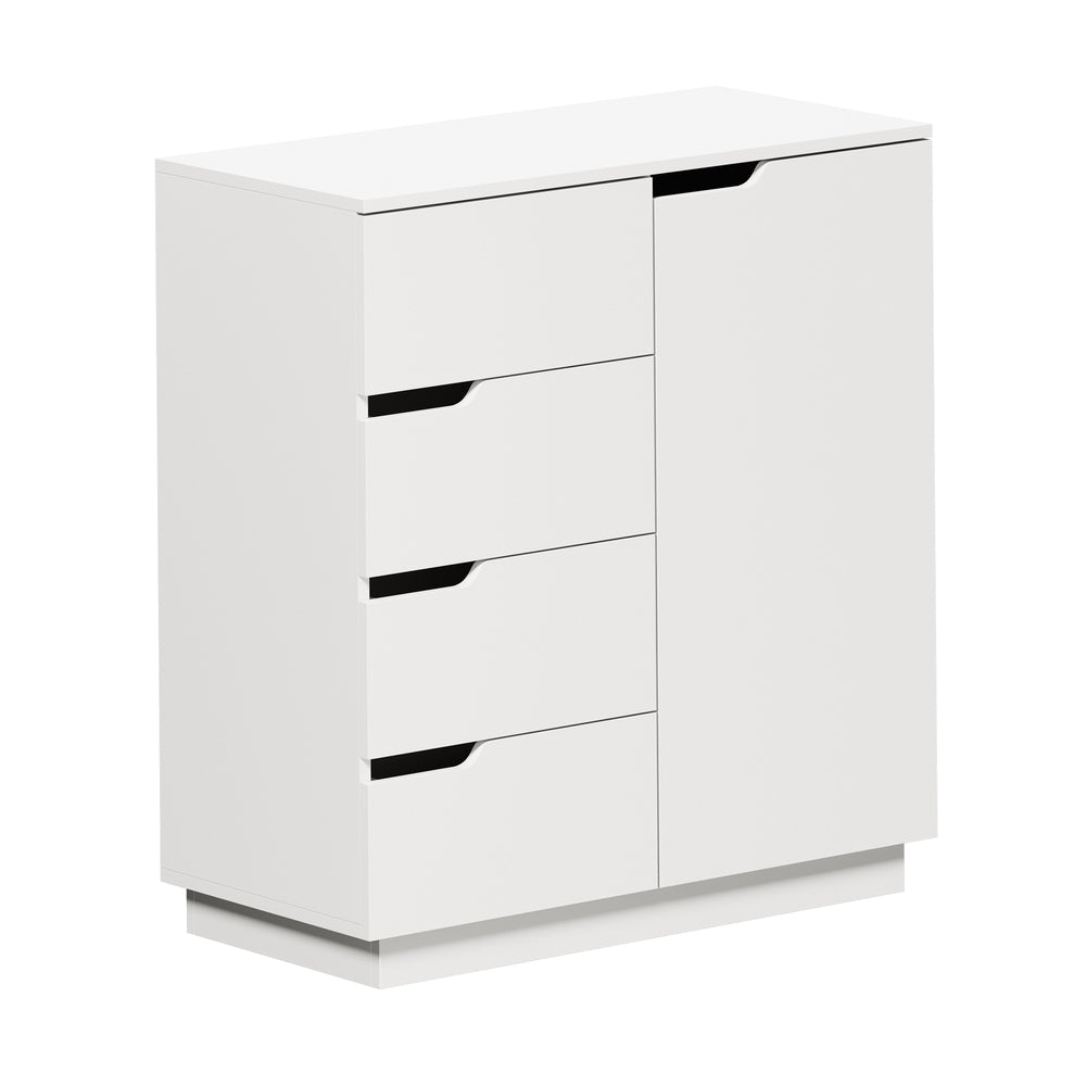 Oikiture Buffet Storage Cabinet – White, 4 Drawers, 2‑Tier Cupboard, 79cm