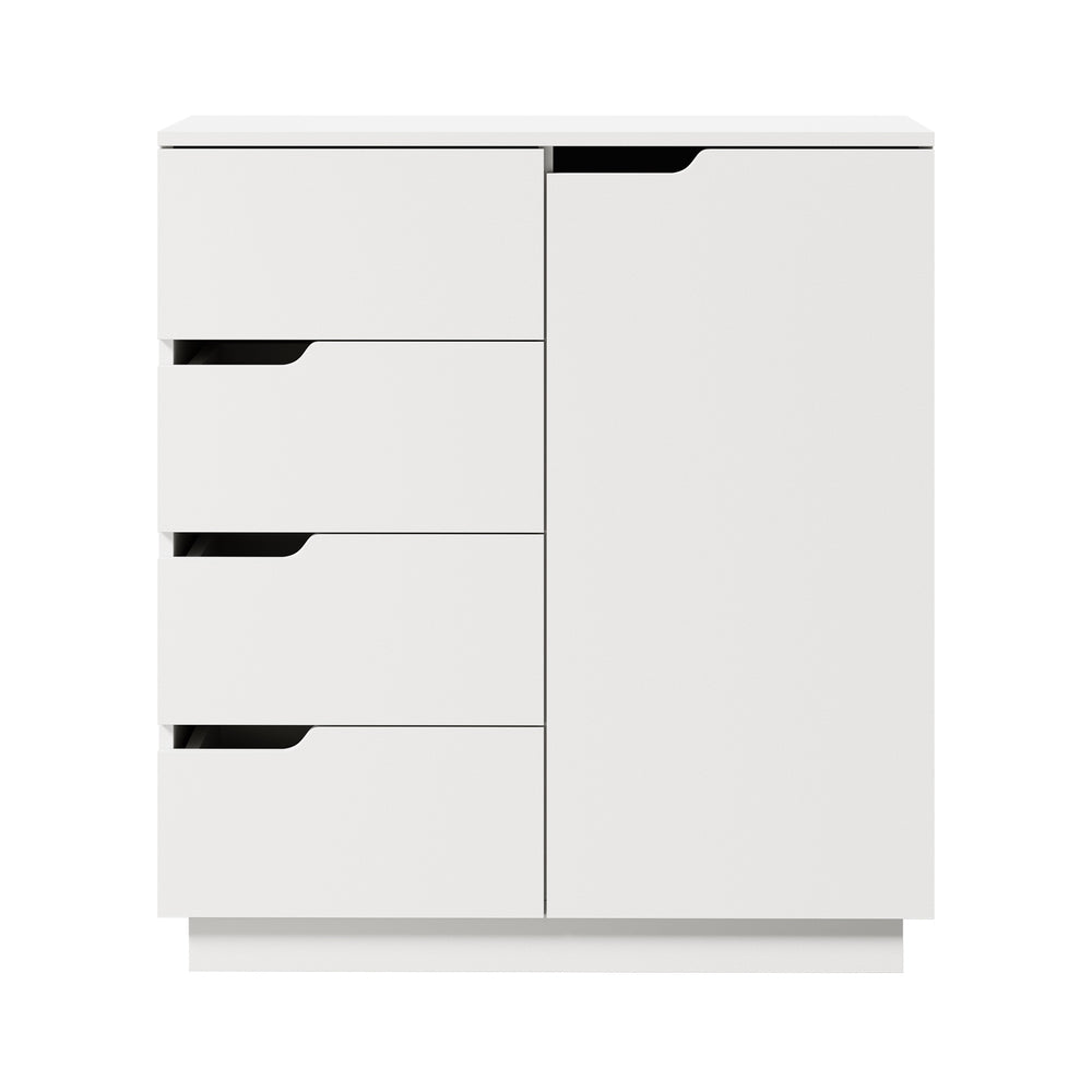Oikiture Buffet Storage Cabinet – White, 4 Drawers, 2‑Tier Cupboard, 79cm