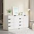 Oikiture Buffet Storage Cabinet – White, 4 Drawers, 2‑Tier Cupboard, 79cm