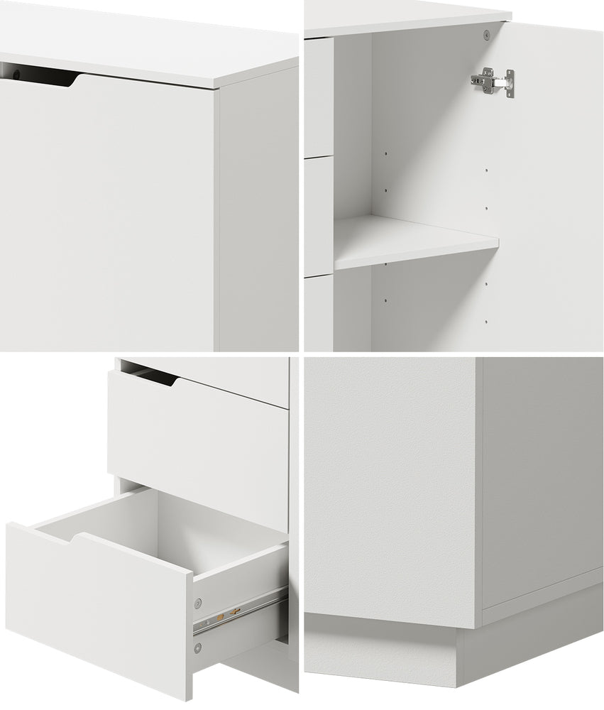 Oikiture Buffet Storage Cabinet – White, 4 Drawers, 2‑Tier Cupboard, 79cm