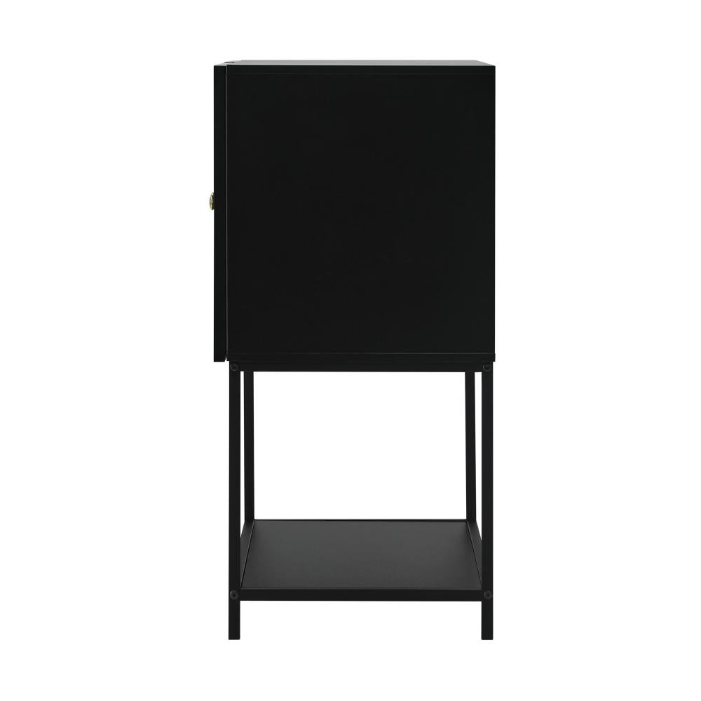 Bathroom Cabinet Two Tempered Glass Door Black