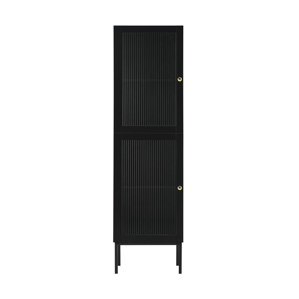 Bathroom Cabinet Tempered Glass Door Tall Slim Black