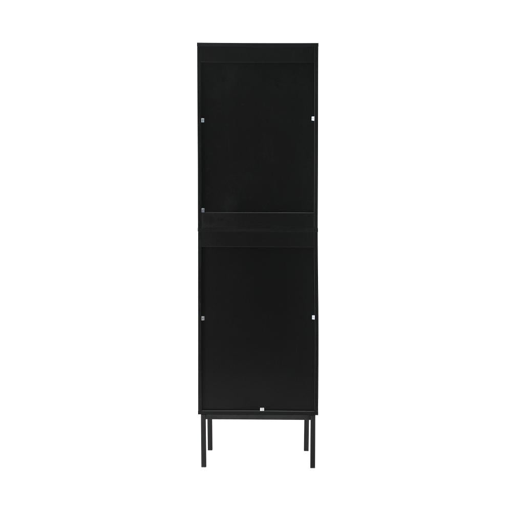 Bathroom Cabinet Tempered Glass Door Tall Slim Black