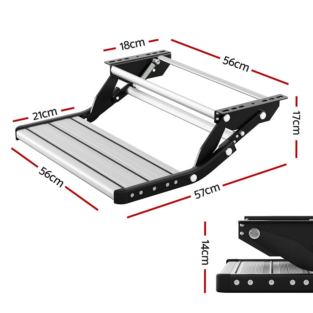 Manual Pull Out Caravan Step Folding RV Entry Stair 200KG Capacity Non-Slip Aluminium