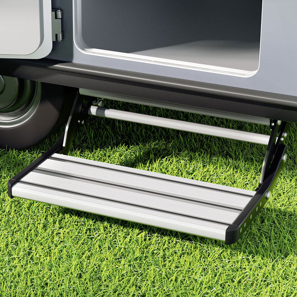 Manual Pull Out Caravan Step Folding RV Entry Stair 200KG Capacity Non-Slip Aluminium