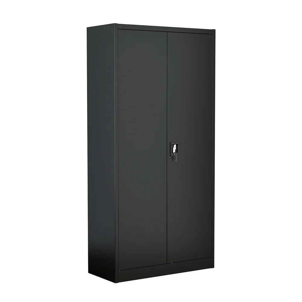 Lockable Filing Cabinet 185cm Steel Office Storage Black