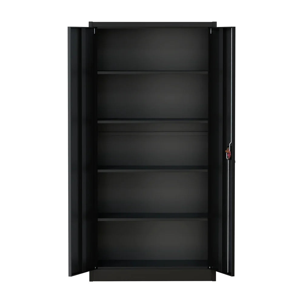 Lockable Filing Cabinet 185cm Steel Office Storage Black