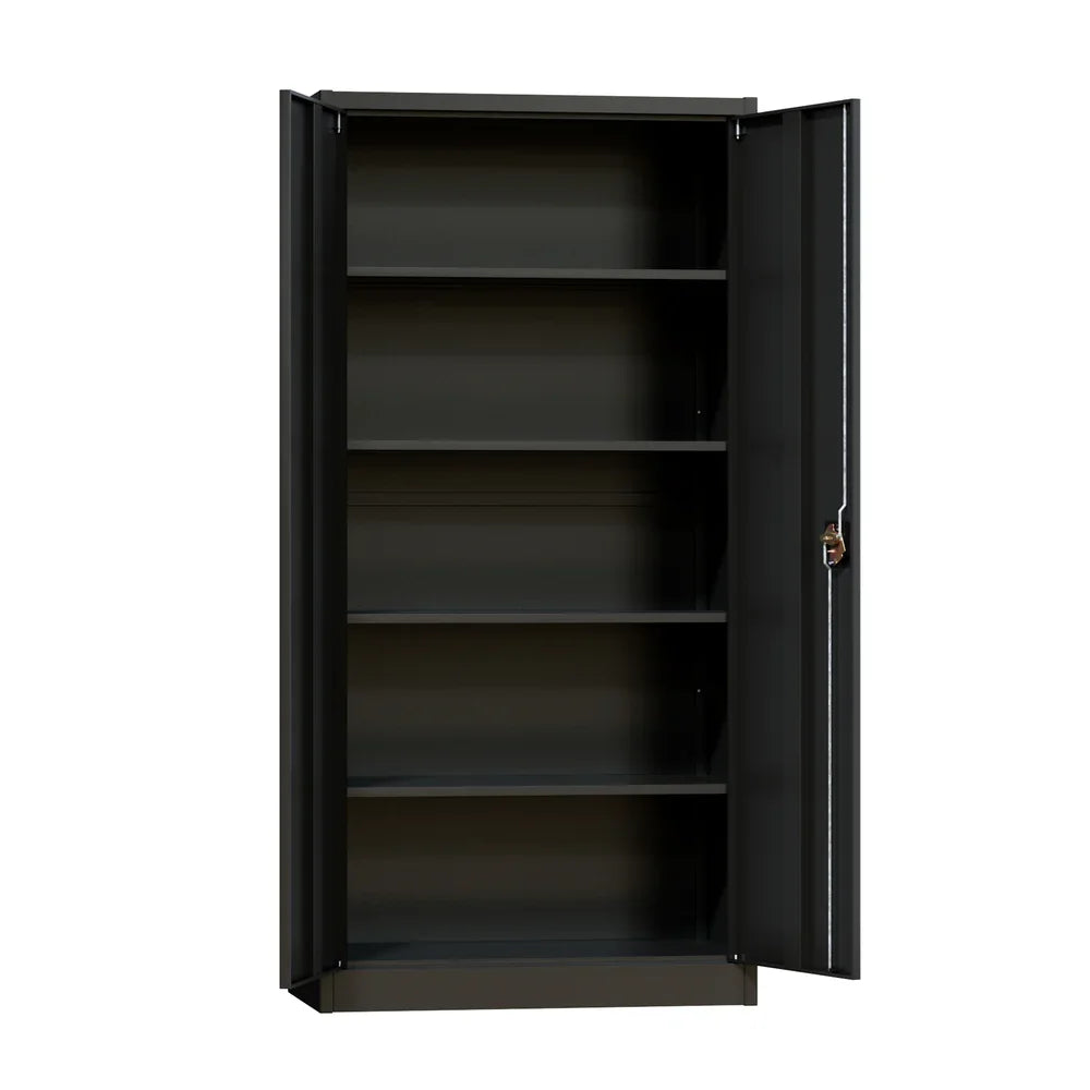 Lockable Filing Cabinet 185cm Steel Office Storage Black