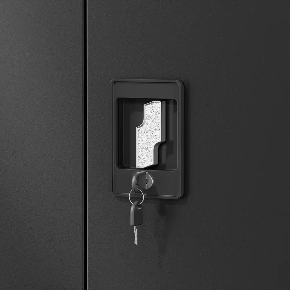 Lockable Filing Cabinet 185cm Steel Office Storage Black