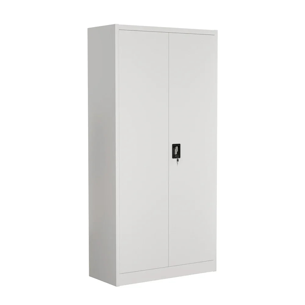 Lockable Filing Cabinet 185cm Steel Office Storage White