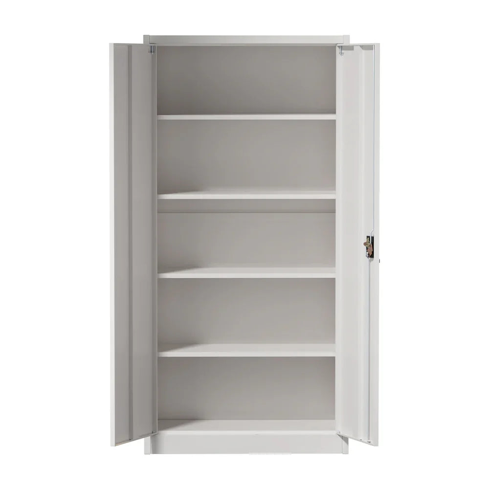 Lockable Filing Cabinet 185cm Steel Office Storage White