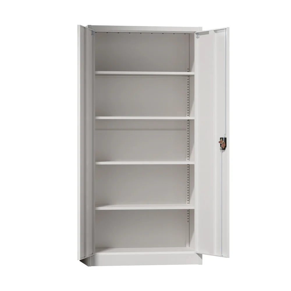 Lockable Filing Cabinet 185cm Steel Office Storage White