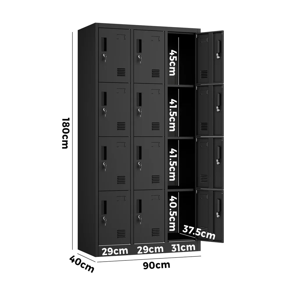 12 Door Locker Cabinet Steel Cupboard Office School Gym White