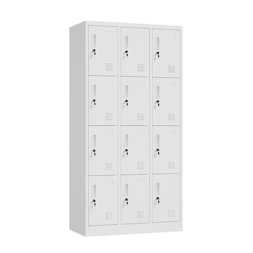 12 Door Locker Cabinet Steel Cupboard Office School Gym White