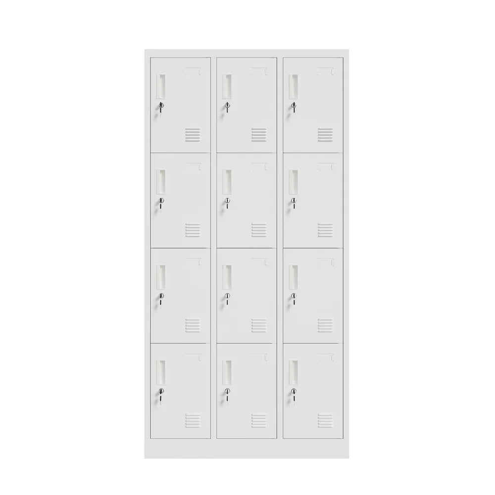 12 Door Locker Cabinet Steel Cupboard Office School Gym White