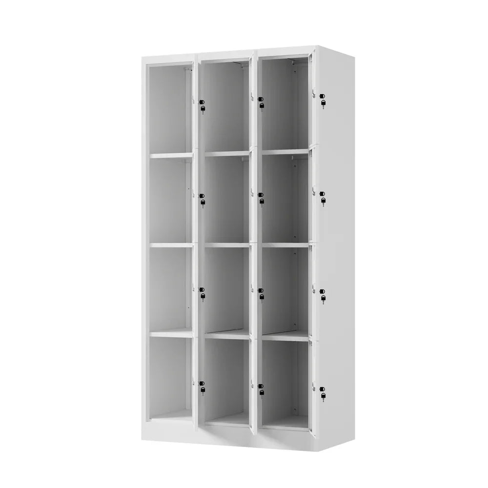 12 Door Locker Cabinet Steel Cupboard Office School Gym White
