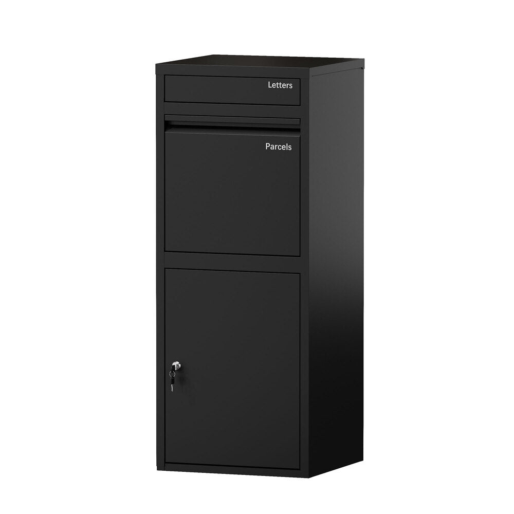 Steel Parcel Letterbox Drop Box Lockable Storage Black
