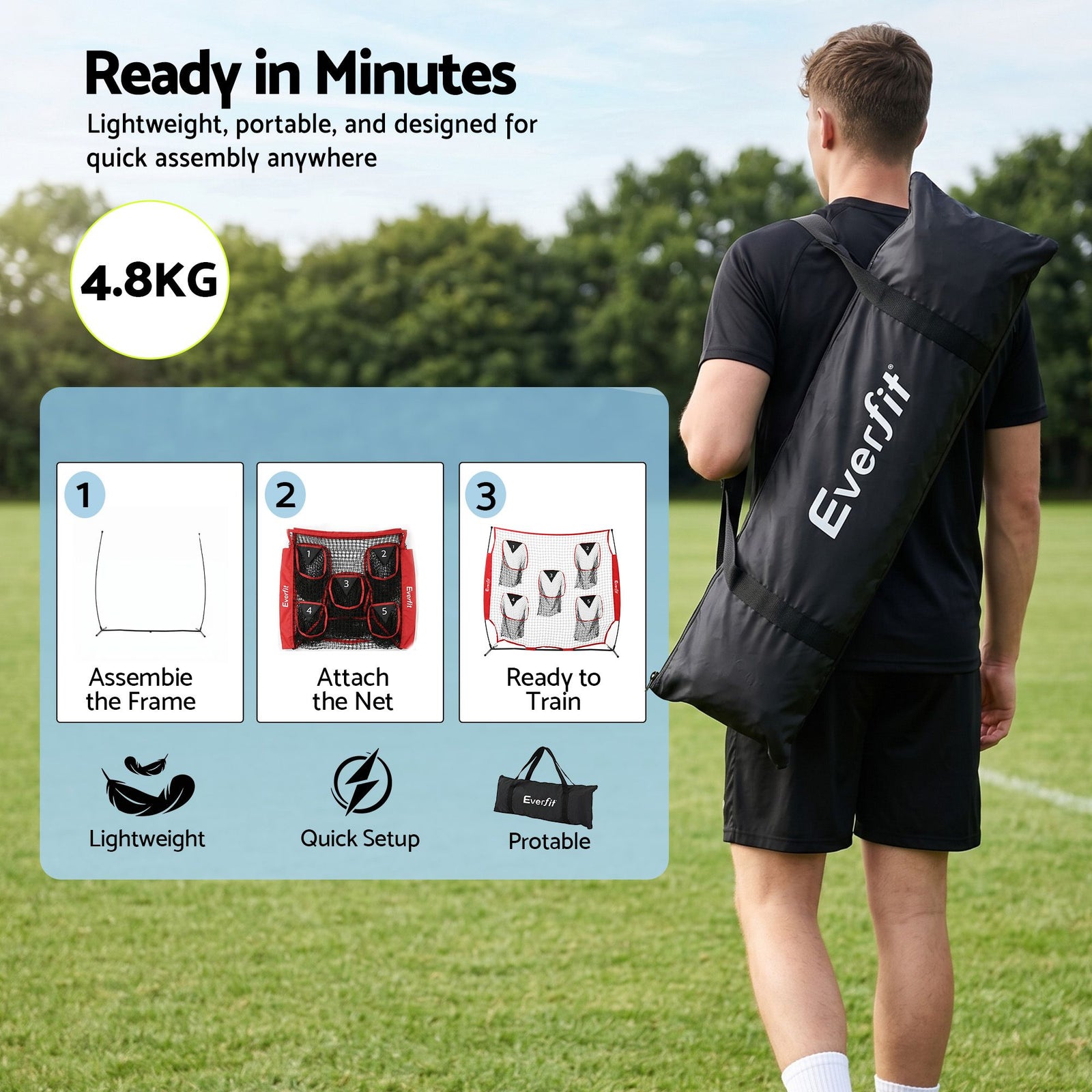 1.8m Football Training Net 5 Target Portable Soccer Goal Nets Rebounder
