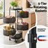 5‑Tier Rotating Storage Trolley – Round Basket Utility Cart, Black