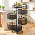 5‑Tier Rotating Storage Trolley – Round Basket Utility Cart, Black