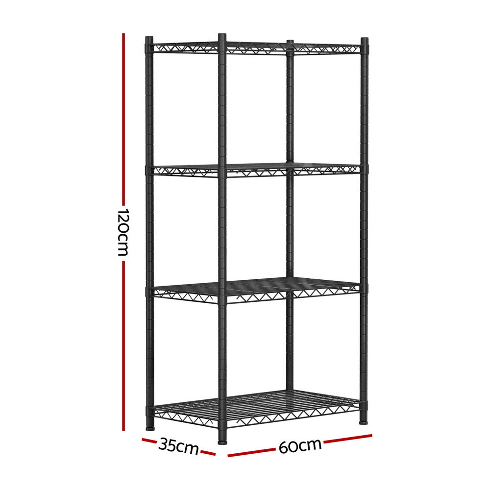 4-Tier Shelving Unit Adjustable Garage Storage Shelves Kitchen Rack Steel
